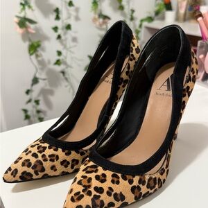 Ava & Aiden Black and Tan Leopard Heels